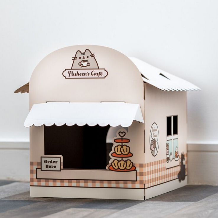 Pusheen the Cat Catfé Shaped Playhouse 100% Cardboard Cat Den