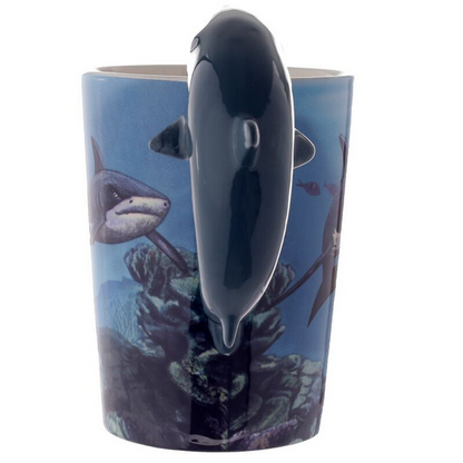 Lisa Parker Shark Ceramic Shaped Handle Mug
