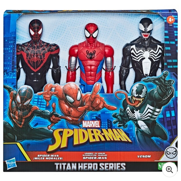 Marvel Spider-Man Titan Hero Series Miles Morales, Spider-Man and Venom