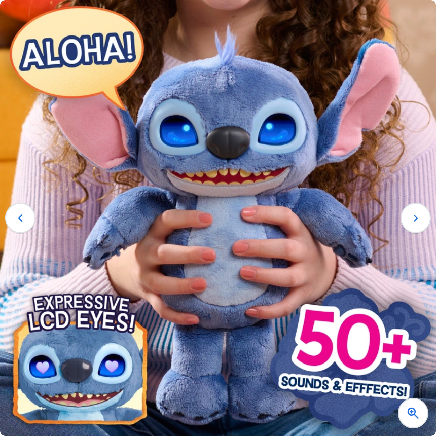 Disney Stitch Many Moods Stitch 35cm Interactive Plush Soft Toy with 50 Sounds and Reactions
