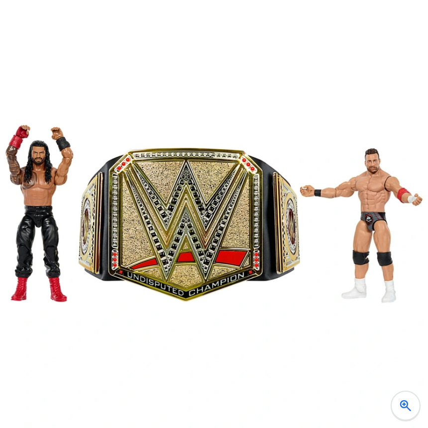 WWE Roman Reigns vs LA Knight Action Figure and Undisputed Champion Belt Bundle