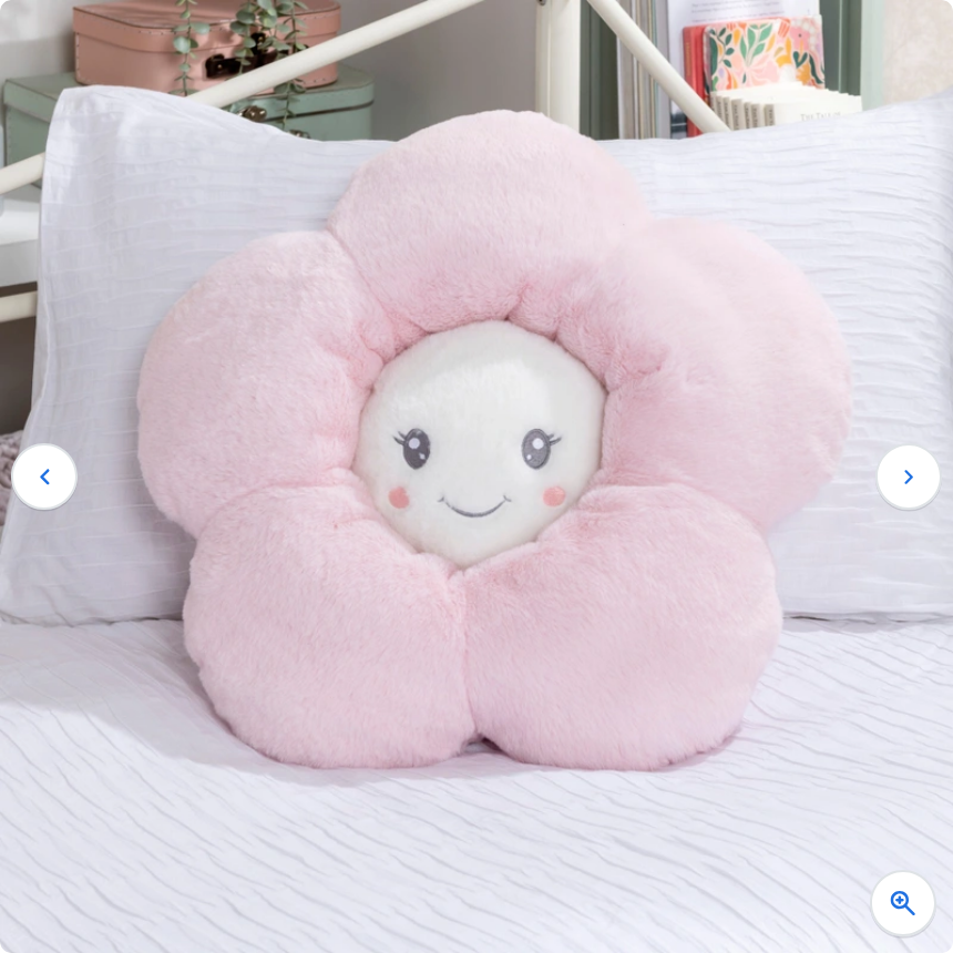 Daisy Flower Cushion Pink Plush 50cm