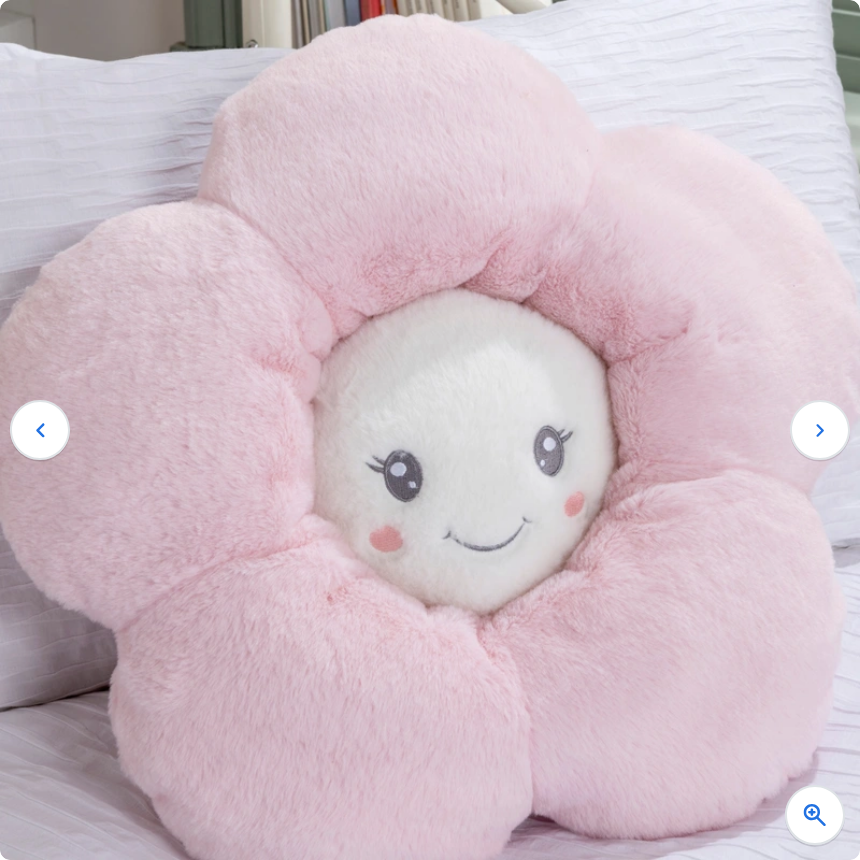 Daisy Flower Cushion Pink Plush 50cm