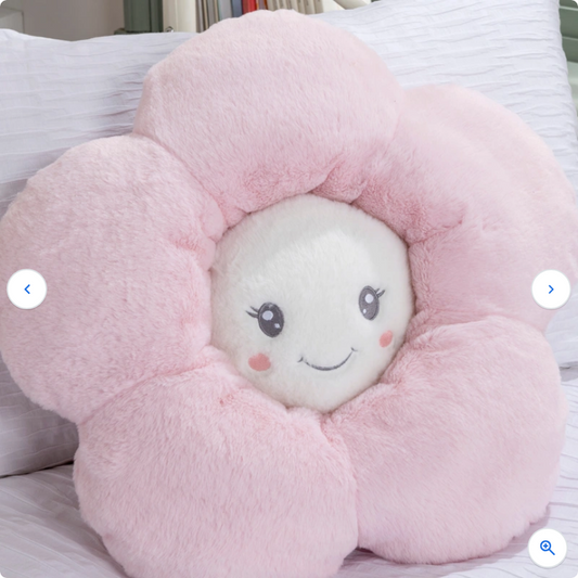 Daisy Flower Cushion Pink Plush 50cm