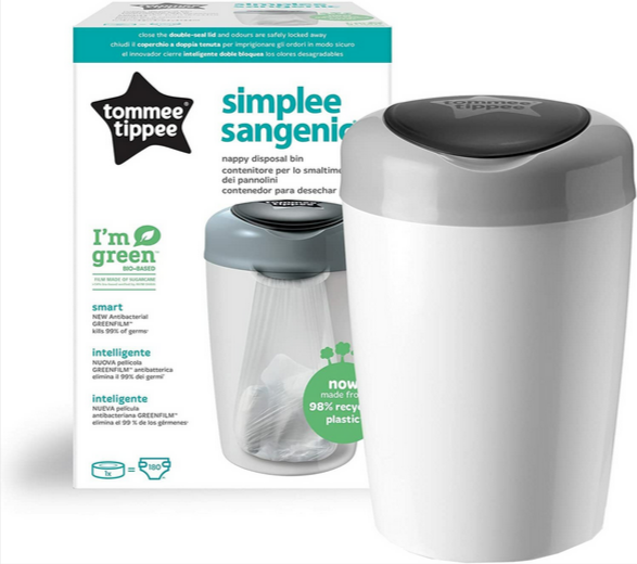 Tommee Tippee Simplee Sangenic Nappy Disposal Bin Grey