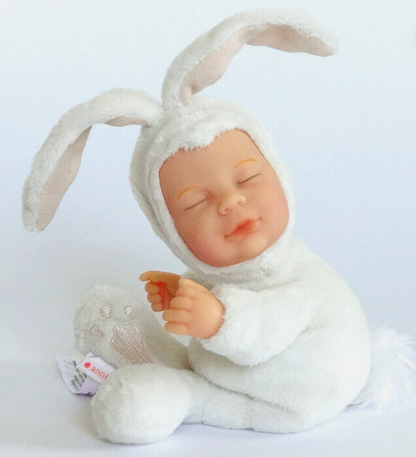 Anne Geddes 9 inch Baby White Bunny Doll - Bean Filled Soft Body Collection