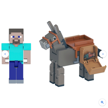 Minecraft Steve & Donkey 2-Pack Action Figures | Toy Set | New Sealed