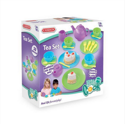 Casdon Little Cook Tea Set 32 Piece Kids Tea Party Playset Cups Plates Toy NEW