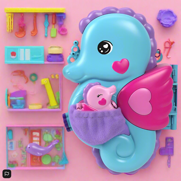 Polly Pocket Daddy & Me Seahorse Purse Compact Playset