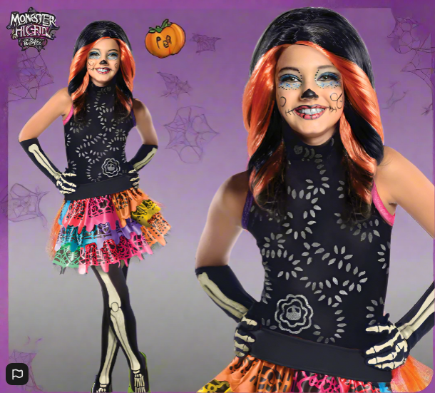 Girls Monster High Skelita Calaveras Fancy Dress Costume 3 To 4 Years