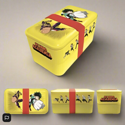 My Hero Academia Bento Lunch Box Containing  Reusable Spoon Chopsticks Upper and Lower Dividers