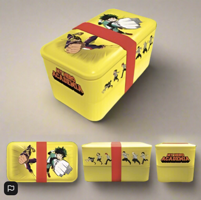 My Hero Academia Bento Lunch Box Containing  Reusable Spoon Chopsticks Upper and Lower Dividers