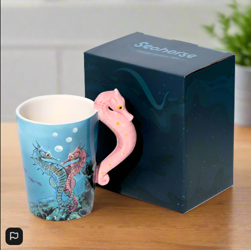 Lisa Parker Seahorse Ceramic Shaped Handle Mug