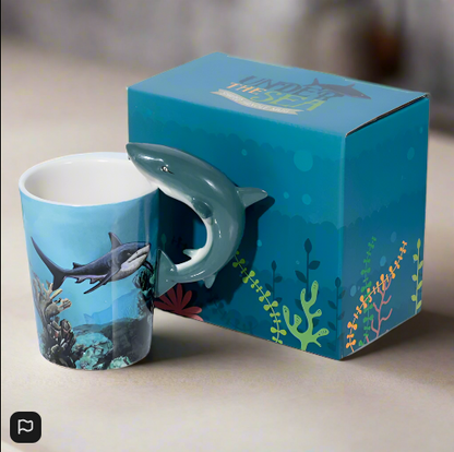 Lisa Parker Shark Ceramic Shaped Handle Mug