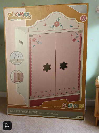 Woomax Dolls Wooden Wardrobe 34 x 55 x 23 cm