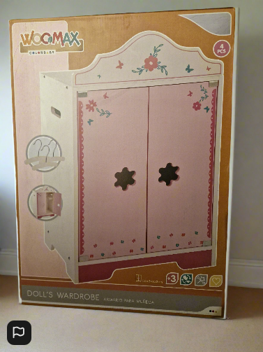 Woomax Dolls Wooden Wardrobe 34 x 55 x 23 cm