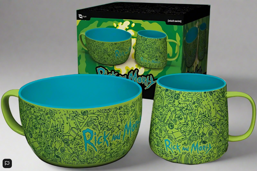 Rick & Morty Pattern Mug & Bowl Breakfast Set