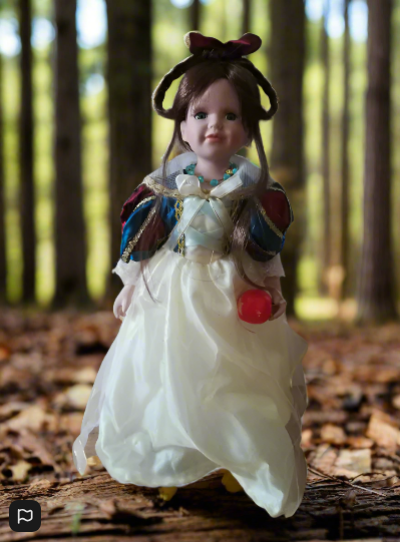 16 Inch Porcelain Doll In Snow White Outfit Boxed