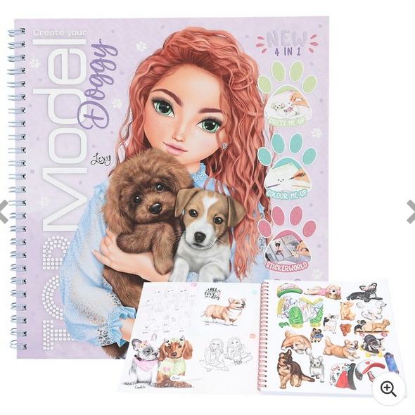 TOPModel Colouring Pages 4-in-1 Activy Book Doggy