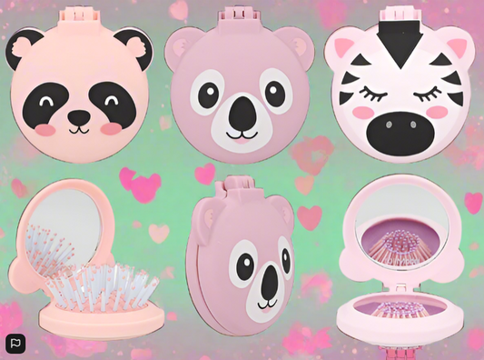 TOPModel Folding Hairbrush With Mirror