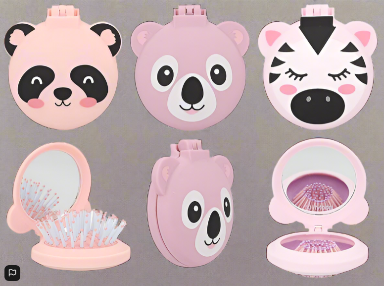 TOPModel Folding Hairbrush With Mirror