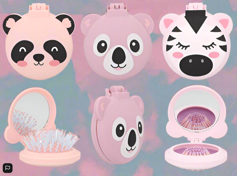 TOPModel Folding Hairbrush With Mirror