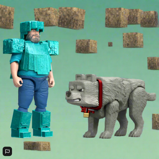 Minecraft Movie Action Figure Man's Best Wolf 2 Pack