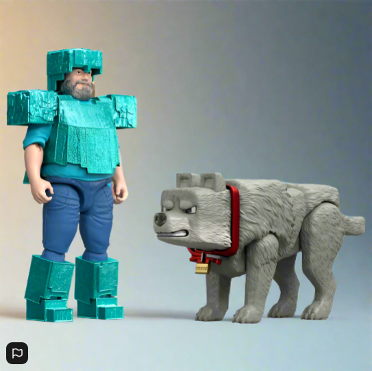 Minecraft Movie Action Figure Man's Best Wolf 2 Pack