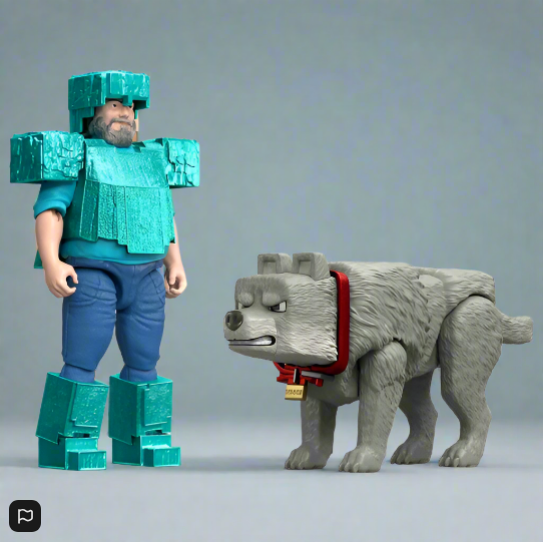 Minecraft Movie Action Figure Man's Best Wolf 2 Pack