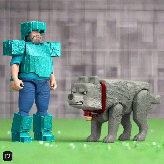 Minecraft Movie Action Figure Man's Best Wolf 2 Pack