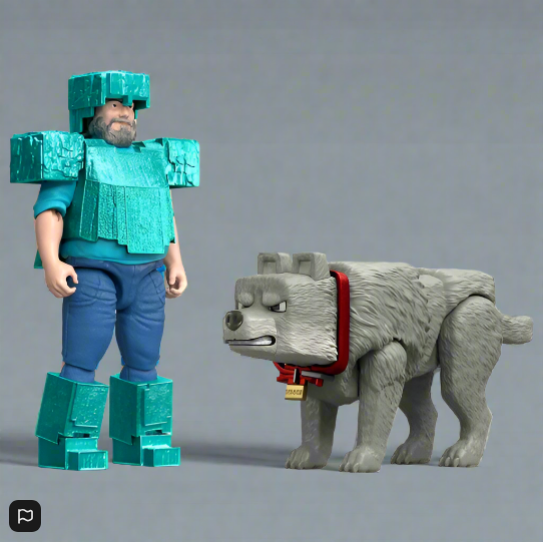 Minecraft Movie Action Figure Man's Best Wolf 2 Pack