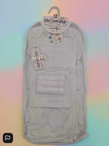Elegant Kids lilsoft Baby 10 Piece Starter Set Little Bear Design In White