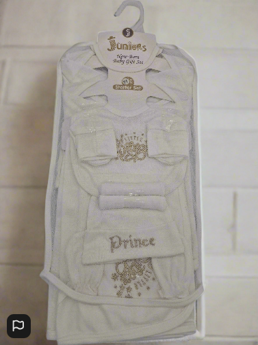 Juniors Newborn Baby Gift Set 11 Piece Starter Set Gold Prince Design
