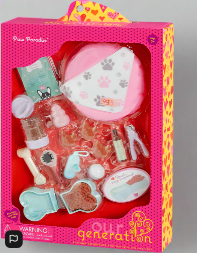 Our Generation Paw Paradise Set  15 Piece Pet Care Accessory Set
