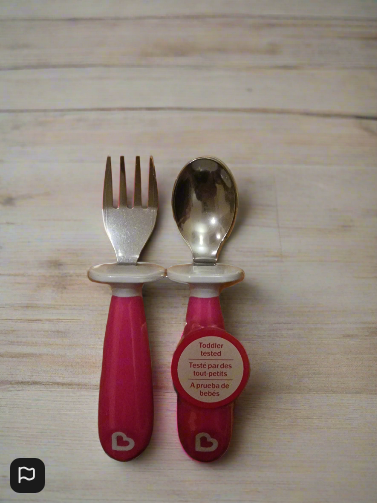 Munchkin Raise Toddler Fork and Spoon Set  12+ Months BPA Free Pink