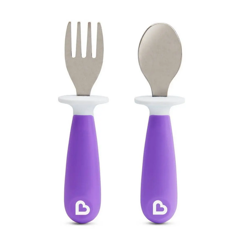Munchkin Raise Toddler Fork and Spoon Set  12+ Months BPA Free Purple