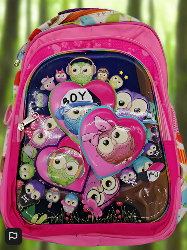 Children's Bag Cute Owls 3D Pink