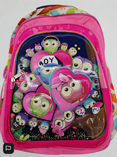 Children's Bag Cute Owls 3D Pink