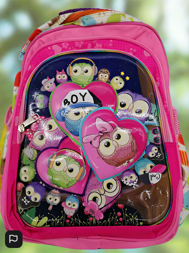 Children's Bag Cute Owls 3D Pink