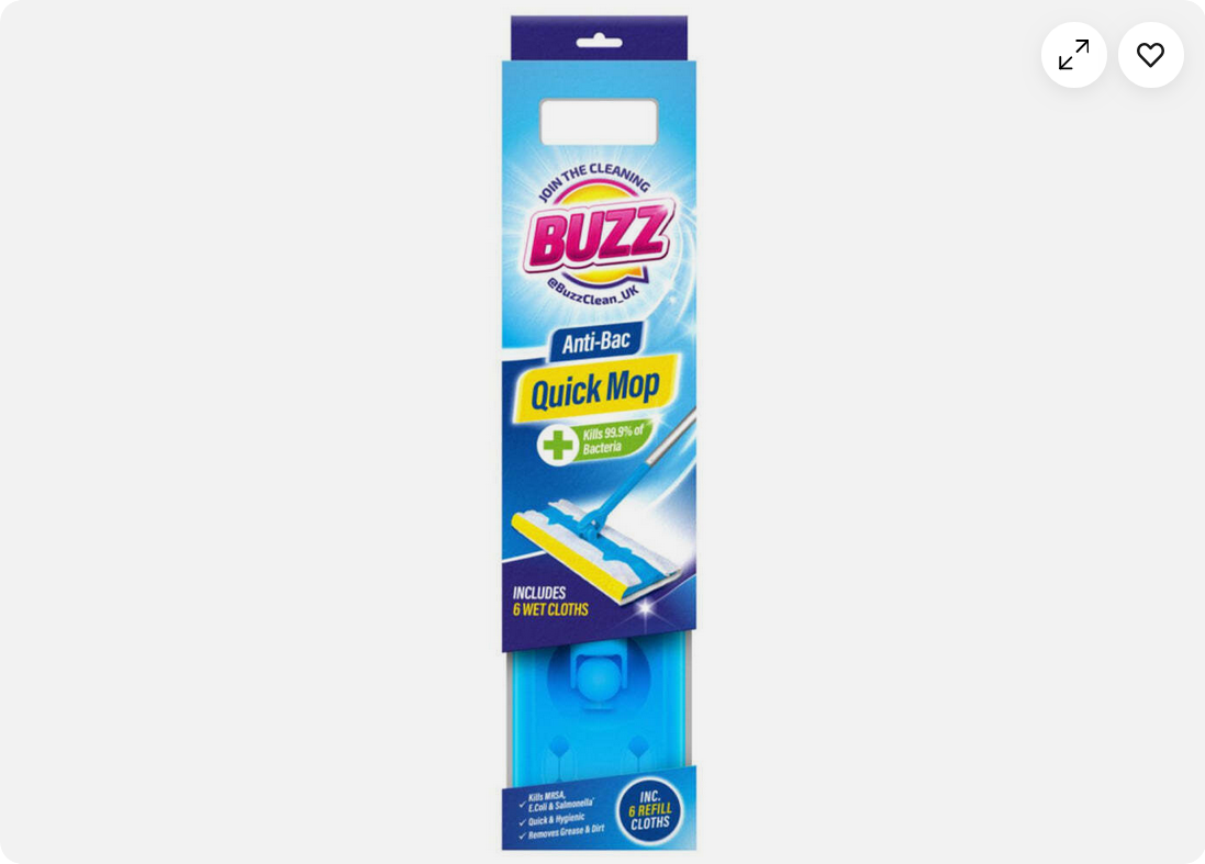 Startovací sada rychlého mopu Buzz Anti-Bac | Obsahuje 6 utěrek na podlahu