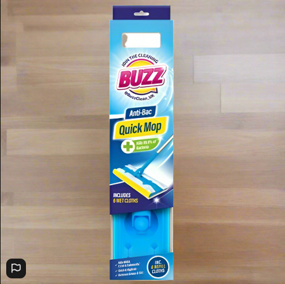 Buzz Anti-Bac Quick Mop Starter Set | Includes 6 Floor Wipes