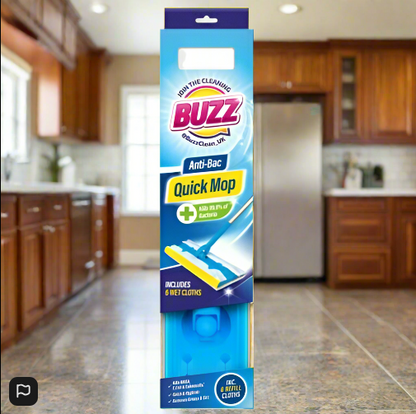 Buzz Anti-Bac Quick Mop Starter Set | Includes 6 Floor Wipes