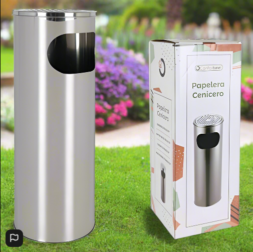 Waste Paper Bin with Ashtray Confortime Metal 20 x 59 cm