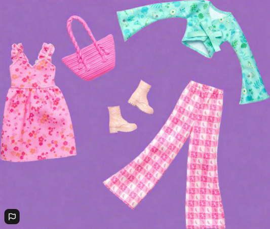 Barbie Fashion Outfits Pack 1  Dress 1 Top 1 Trousers 1 Bag 1 Pair Of Boots