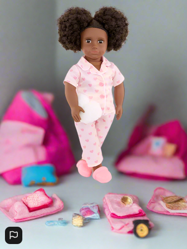 Our Generation Tanisha 18-inch Sleepover Doll in Matching Pink PJs