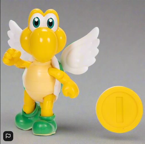 Super Mario Action Figure Green Para Koopa Troopa with Coin 10cm