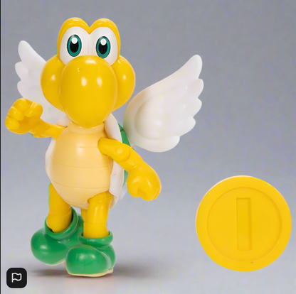 Super Mario Action Figure Green Para Koopa Troopa with Coin 10cm