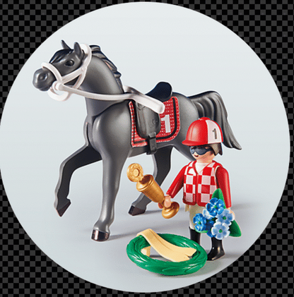 PLAYMOBIL  Country 9261- Horse Jockey Rosette And Trophy Action figure