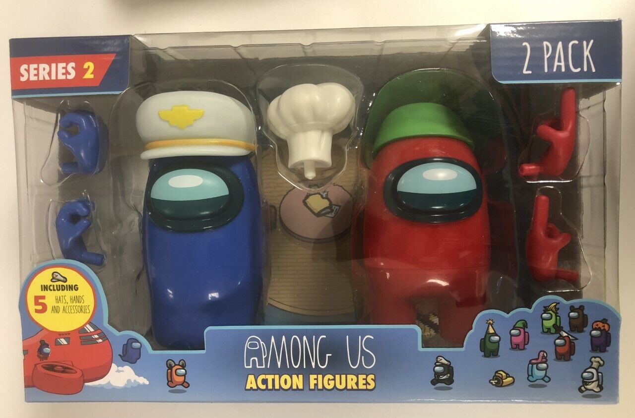 Among Us Series 2 Action Figures 2Pk Toy Crewmate Figure 11cm - Blue & Red