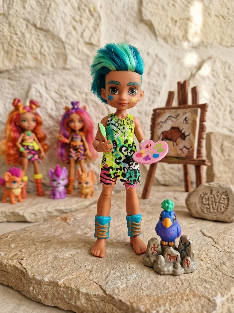 Cave Club Slate Doll With Pet Taggy And Accessories